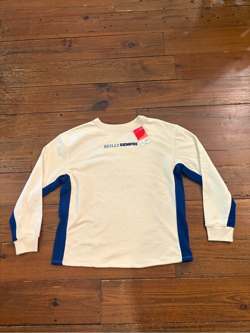 Brilla Siempre Latino Heritage Month White & Royal Blue Long Sleeve Tee